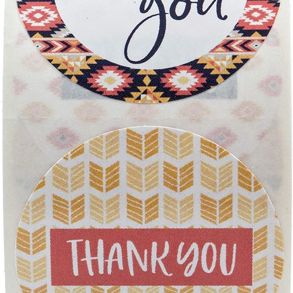 ⬇ 80pc 1.5" Boho Aztec Colorful Thank You Stickers - Picture 6 of 7